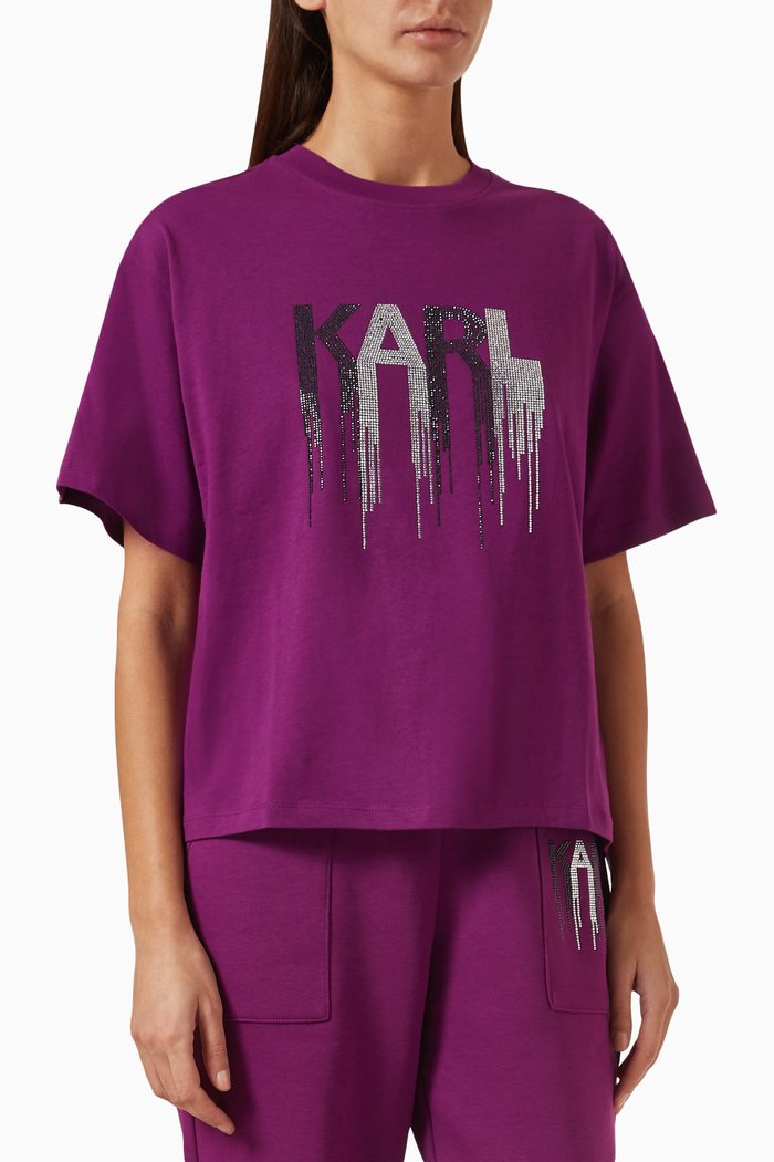 

Rhinestone Logo T-shirt in Cotton-jersey, Purple