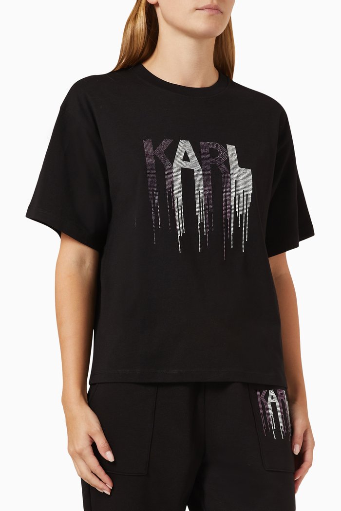 

Rhinestone Logo T-shirt in Cotton-jersey, Black