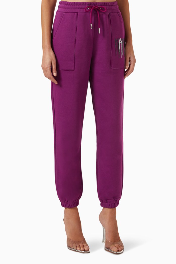 

Rhinestone Logo Sweatpants in Cotton-jersey, Purple