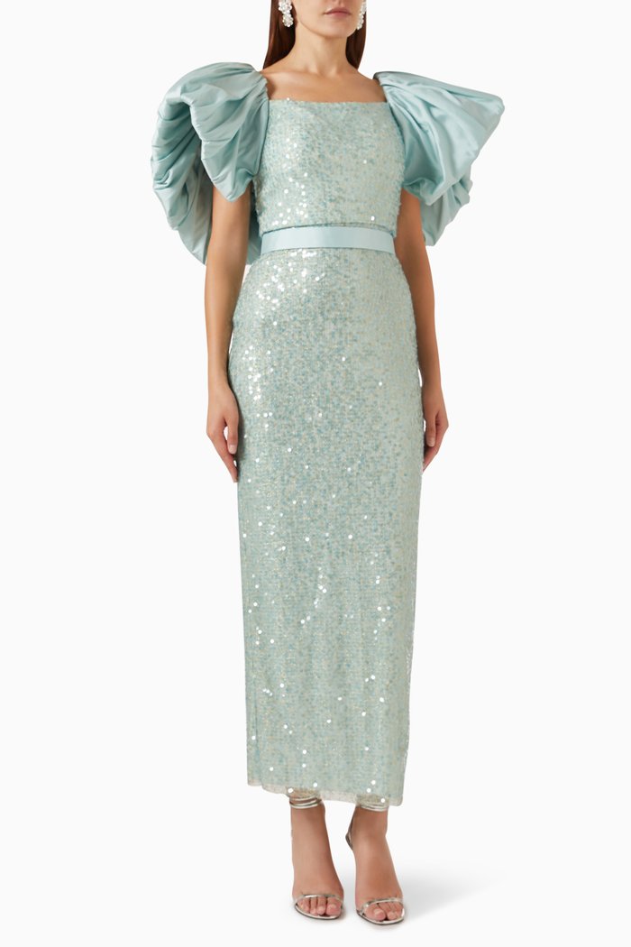 Alain Sequin Maxi Dress, Blue