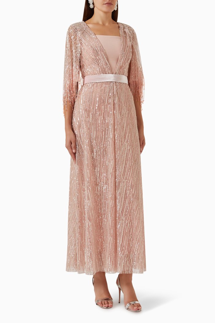 

Ayar Embellished Kaftan & Dress Set, Pink