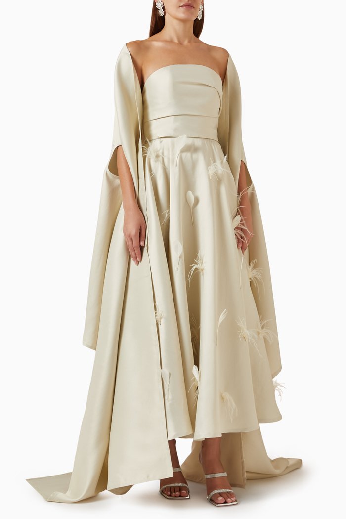 

Mia Cape & Dress Set in taffeta, Neutral