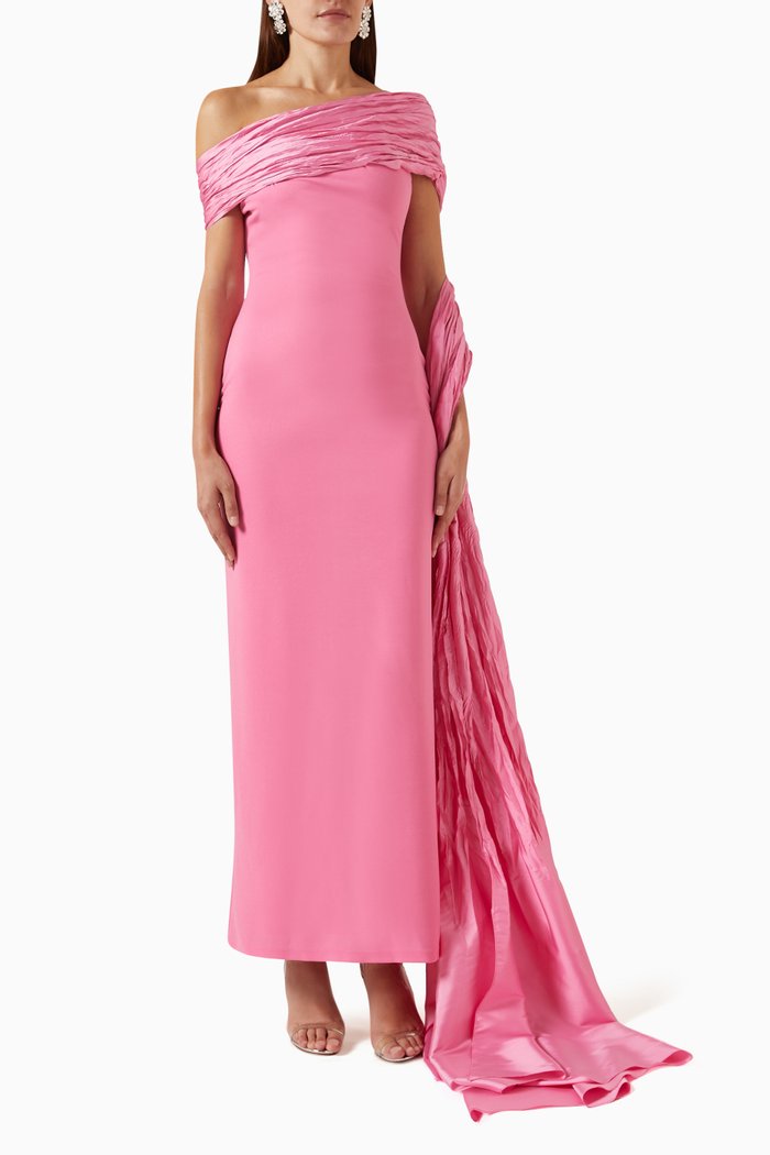 

Mina One-shoulder Dress in Taffeta, Pink