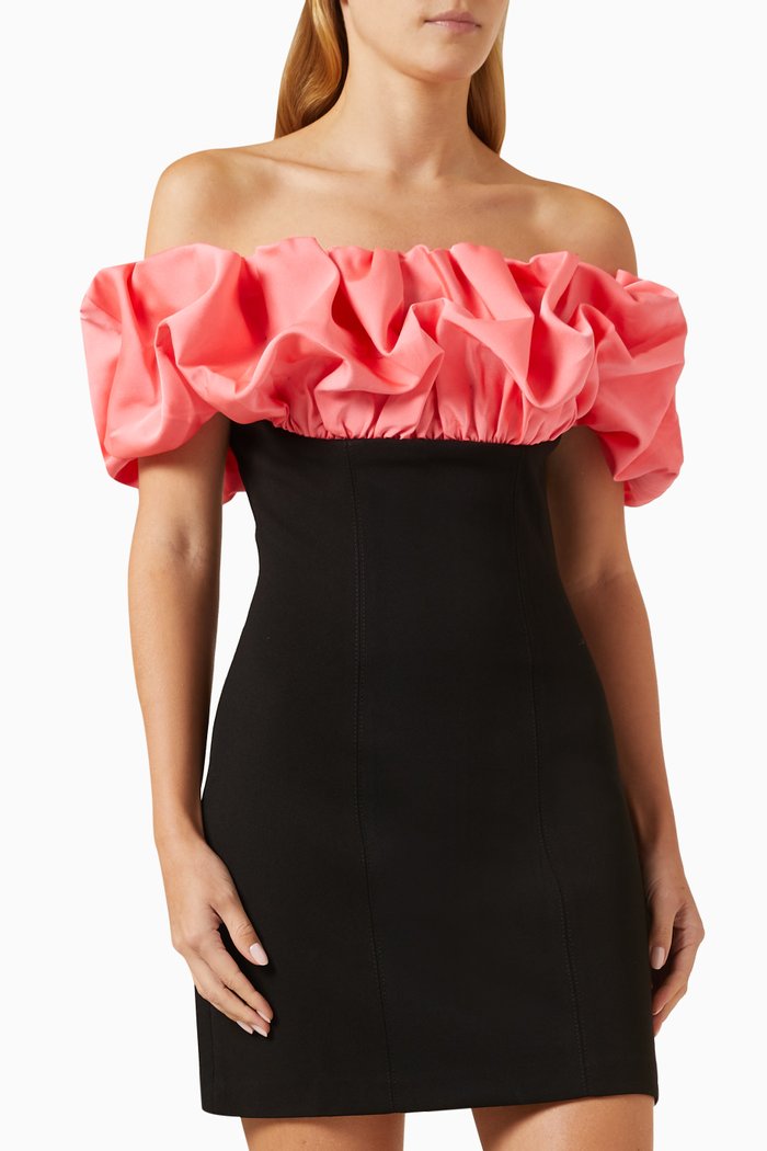 

Rosana Mini Dress in Crepe & Satin, Black
