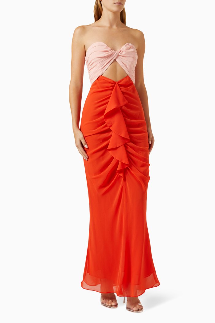 

Andreia Maxi Dress in Georgette, Orange