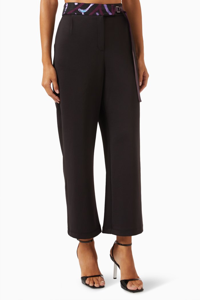 

Belted Pants in Stretch-modal Blend, Black