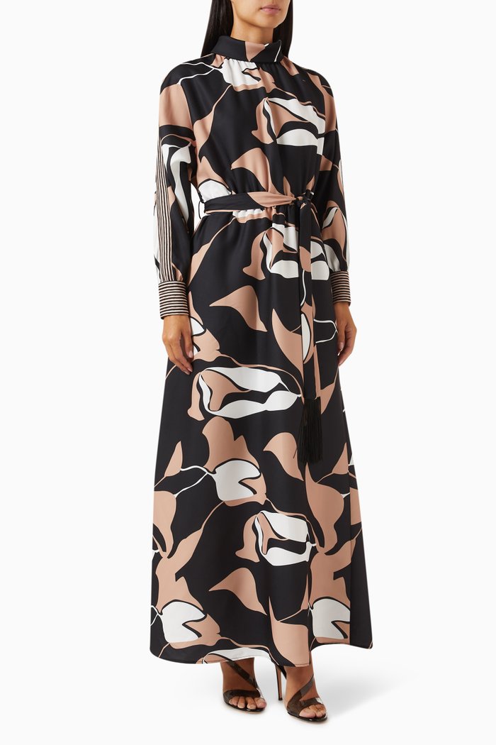 

Abstract-print Maxi Dress in Satin-crepe, Multicolour