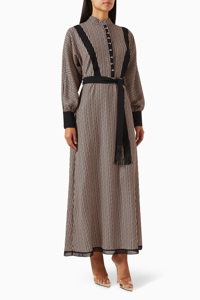 

Striped Maxi Dress, Black