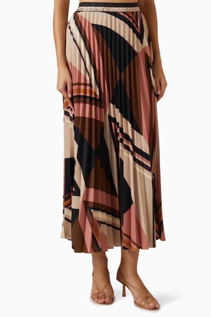 

Abstract-print Pleated Maxi Skirt, Multicolour