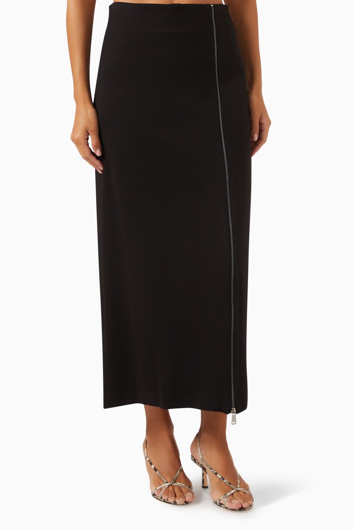 

Zip-up Maxi Skirt in Viscose-blend, Black