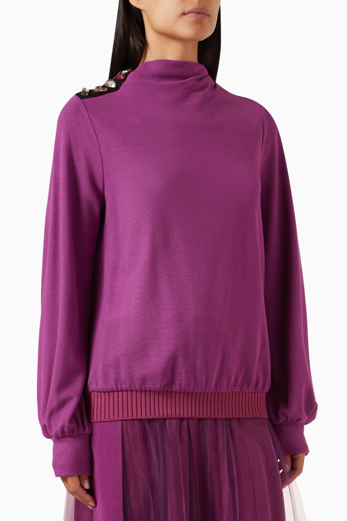 

Crystal-embellished Top in Viscose-blend, Purple