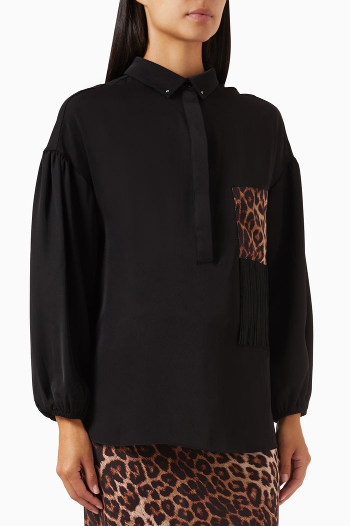 

Leopard-print Pocket Shirt, Black