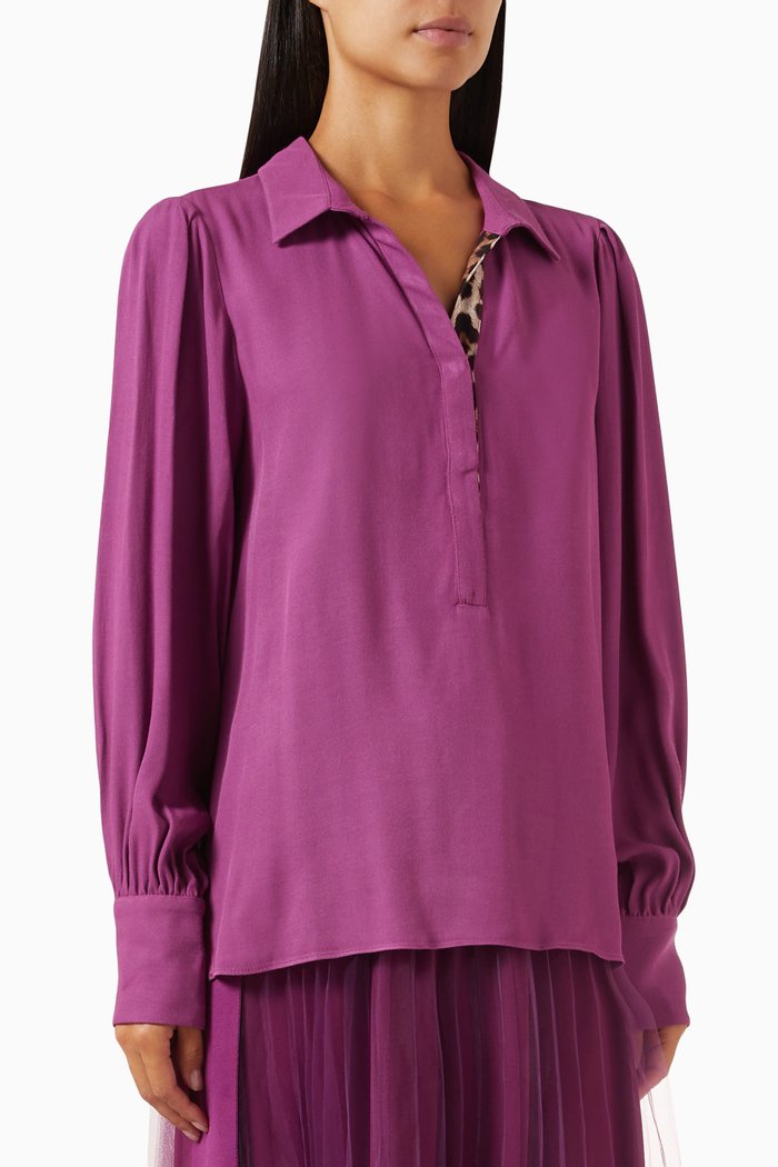 

Split-collar Shirt in Viscose, Purple