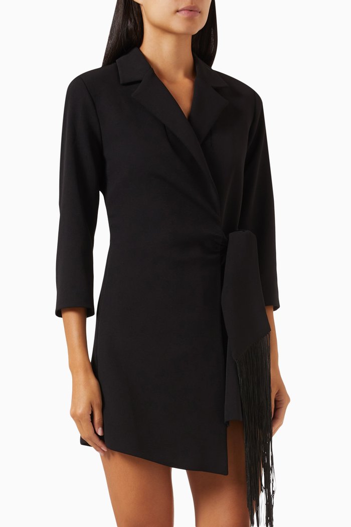 

Wrap-front Jacket Playsuit in Crepe, Black