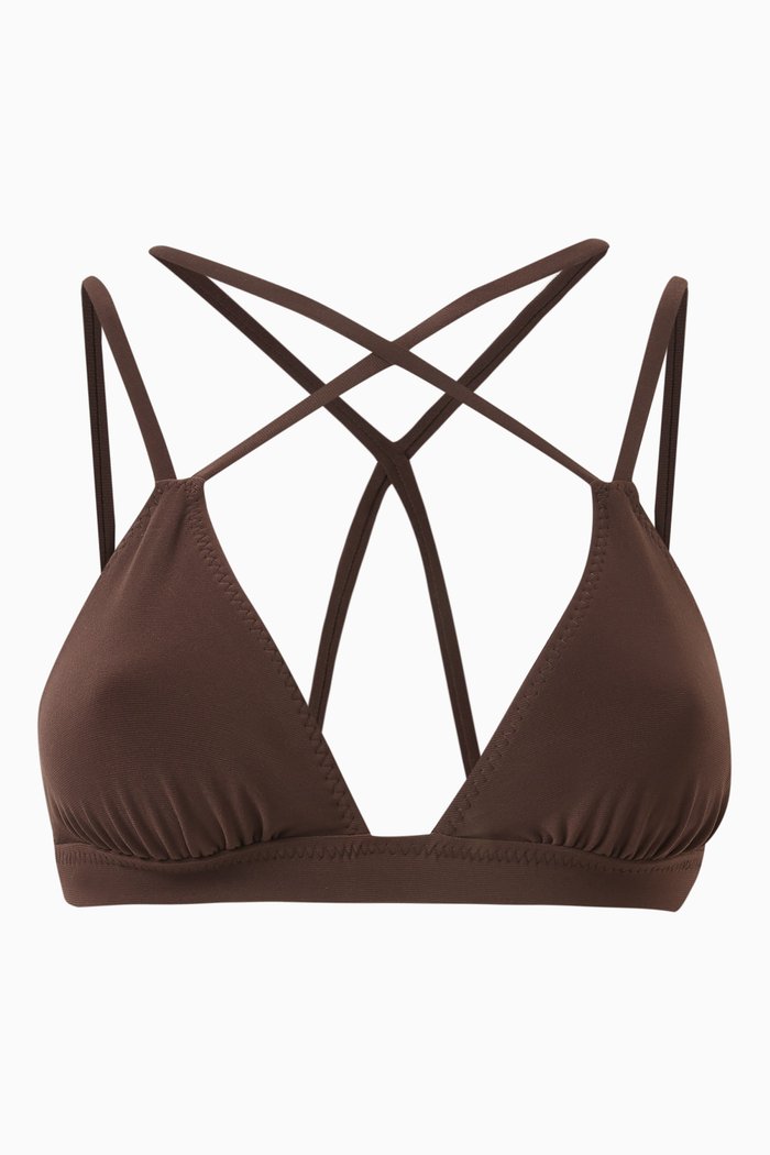 

Double Strap Jog Bikini Top, Brown