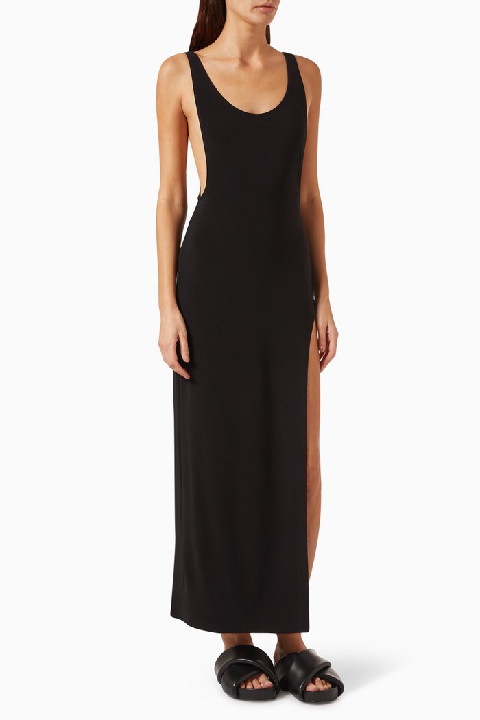 

Marissa High-slit Gown in Poly-lycra, Black