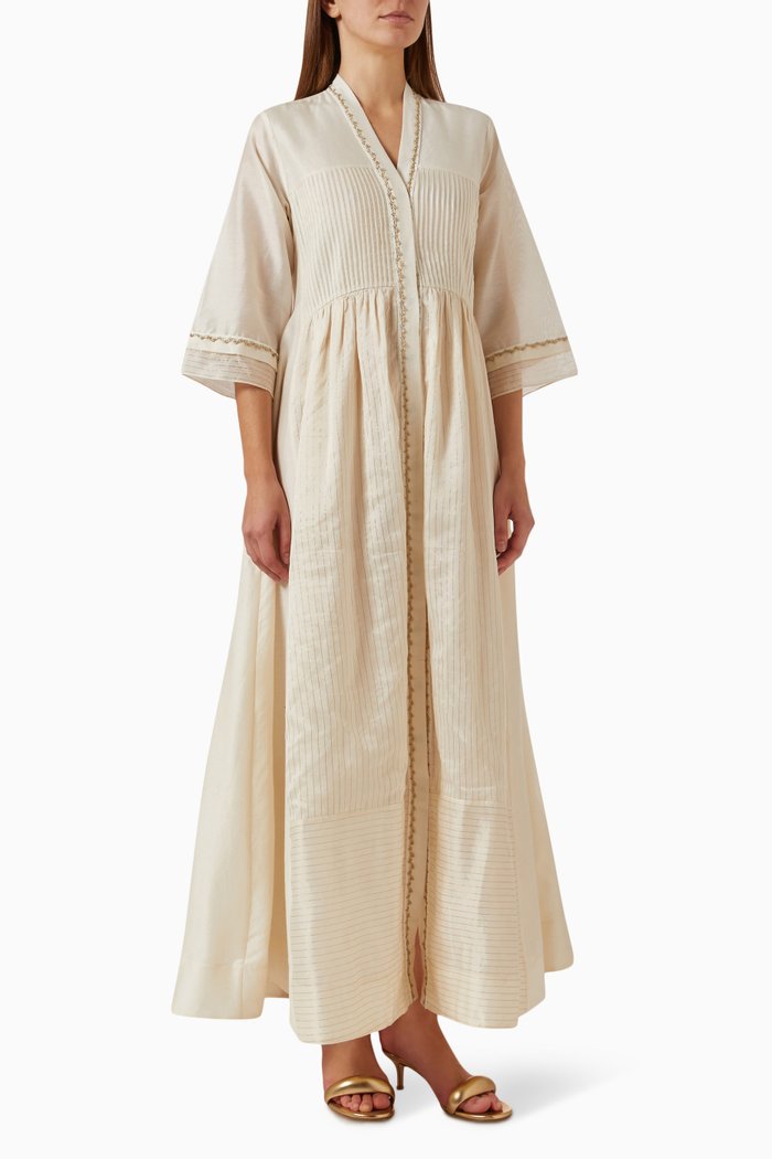 

Flared Maxi Dress in Silk, White