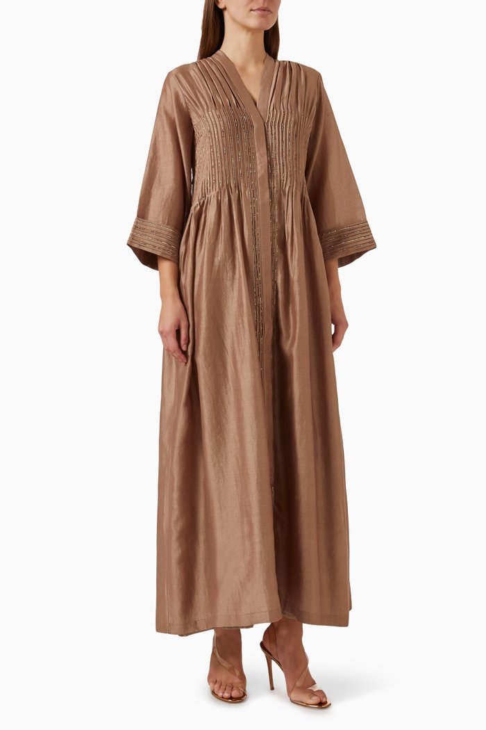 

Embroidered Maxi Dress in Silk, Neutral