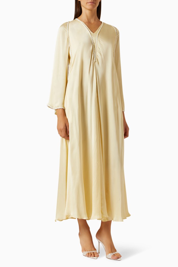

Handcrochet Scallop Maxi Dress in Silk, Neutral