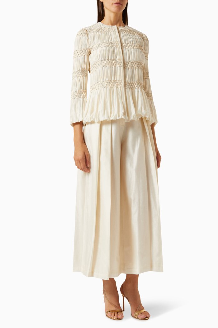 Handsmocked Top & Pants Set, Neutral