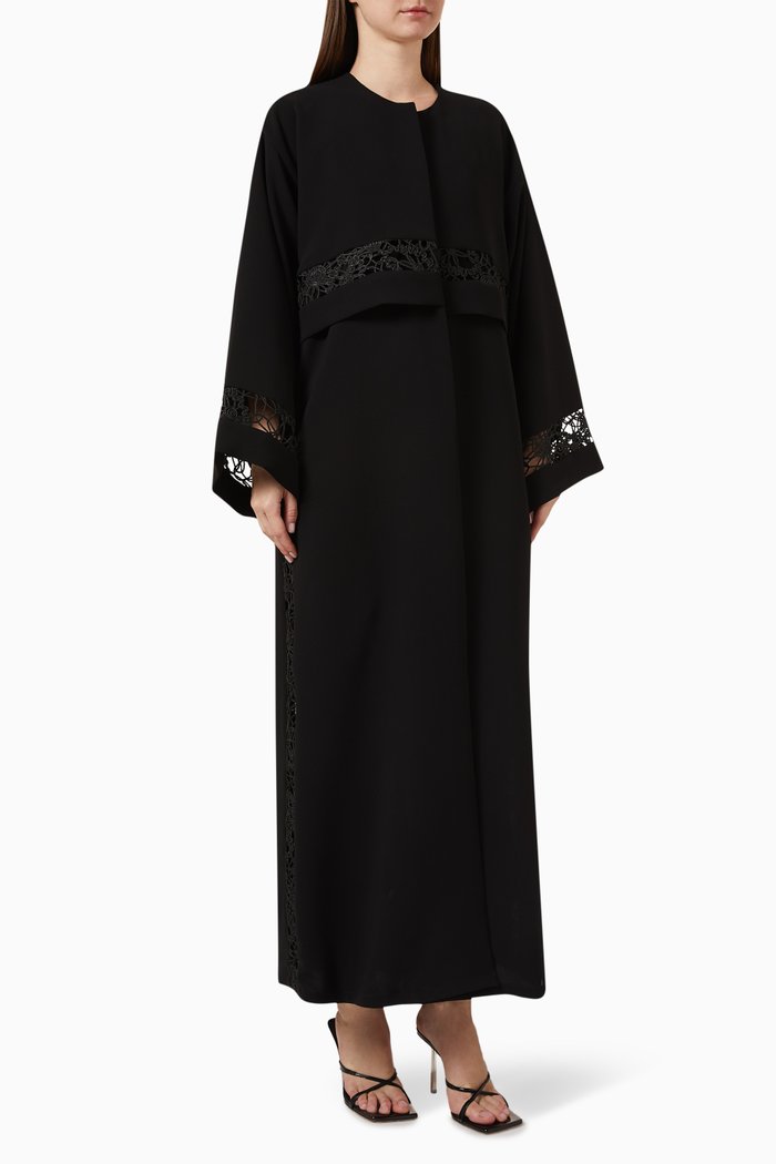 

Lace-panelled Abaya, Black