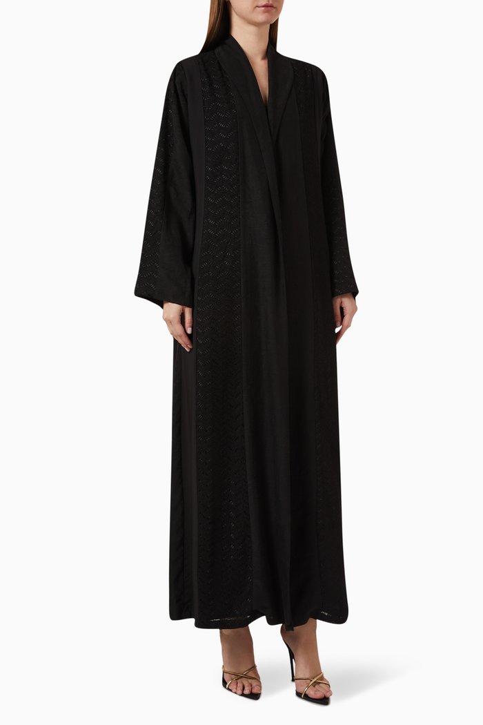 

Embroidered Zainah-cut Abaya, Black