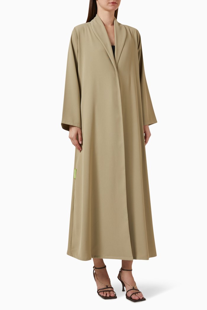 

Shawl-collar Abaya in Twill, Green
