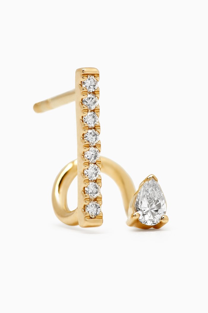 

Pear Diamond Spiral Single Earring in 14kt Gold, Yellow