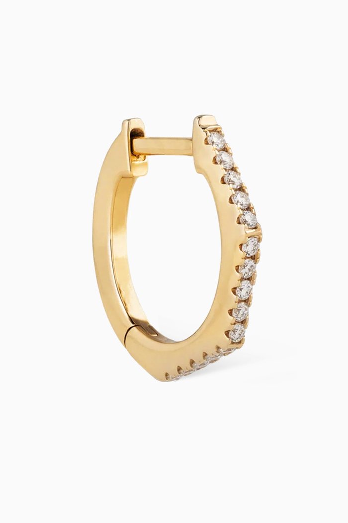 

Large Angular Diamond Single Huggie Earring in 14kt Gold, Yellow