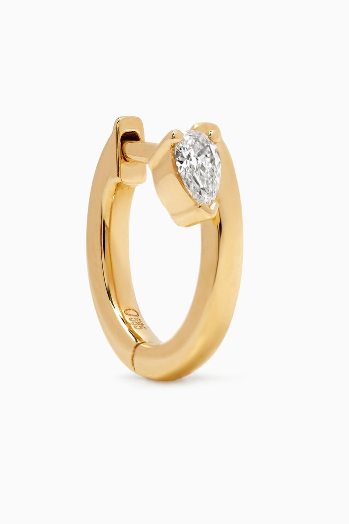 

Floating Pear Diamond Single Huggie in 14kt Gold, Right, Yellow