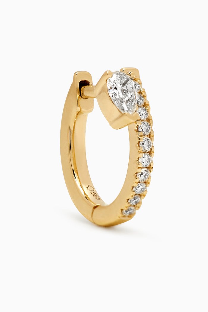 

Floating Pear Diamond Single Huggie Earring in 14kt Gold, Right, Yellow