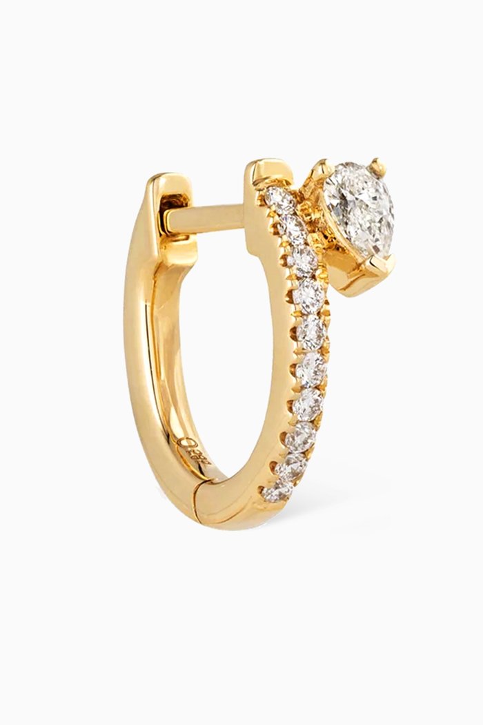 

Floating Pear Diamond Single Huggie Earring in 14kt Gold, Left, Yellow