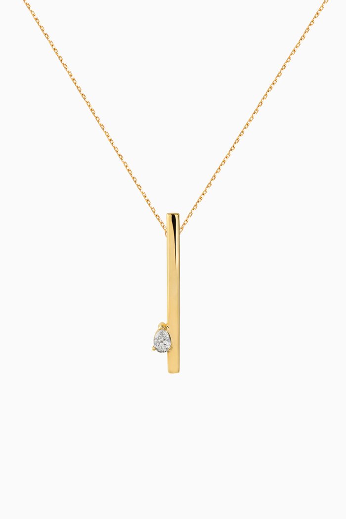 Pear Diamond Bar Necklace in 14kt Gold, Yellow