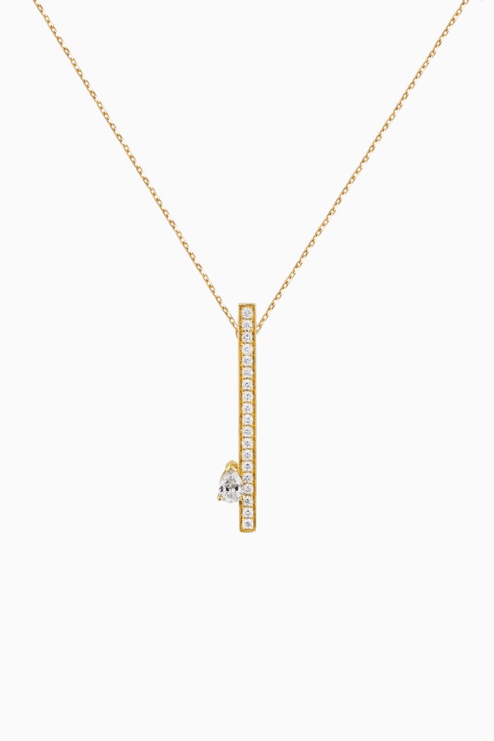 

Pear Diamond Bar Necklace in 14kt Gold, Yellow