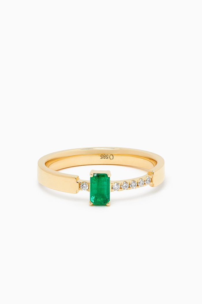 

Emerald & Diamond Ring in 14kt Gold, Yellow