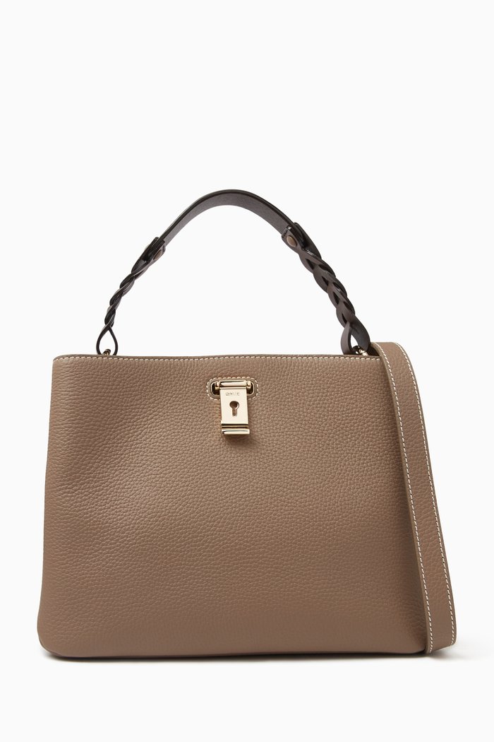 

Lucyle Shoulder Bag in Grained Leather, Brown