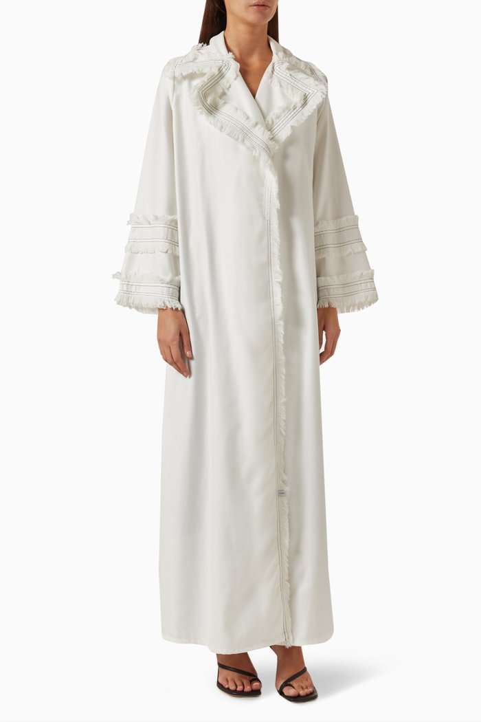 

Fringe Abaya in Gabardine, Neutral