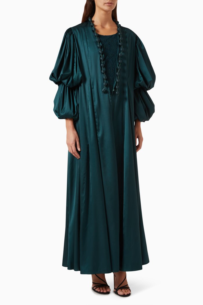 

Abaya & Dress Set in Silk, Green