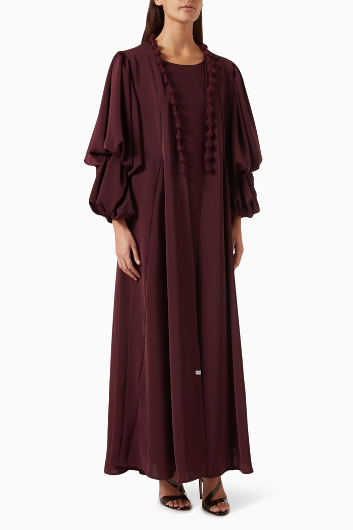 

Abaya & Dress Set in Crepe, Red