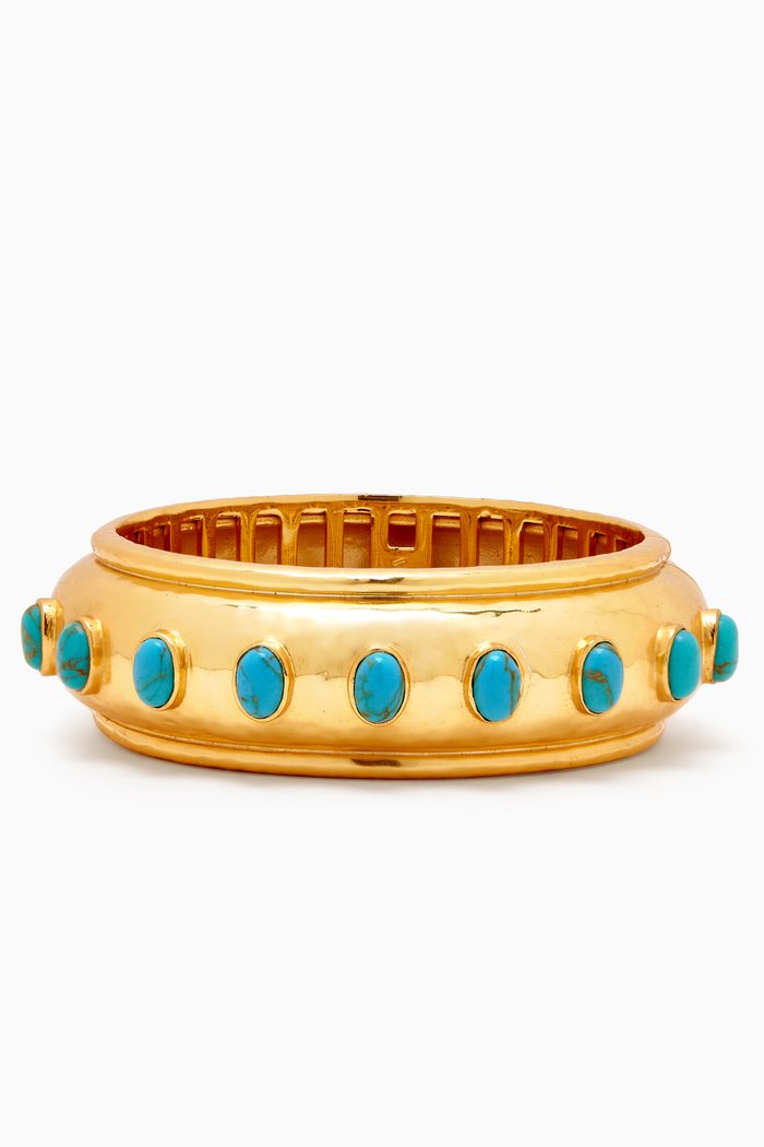 

Ava Bangle in 24kt Gold-plated Brass, Blue