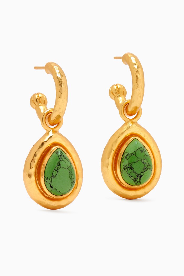 

Ines Stone Drop Earrings in 24kt Gold-plated Brass, Green