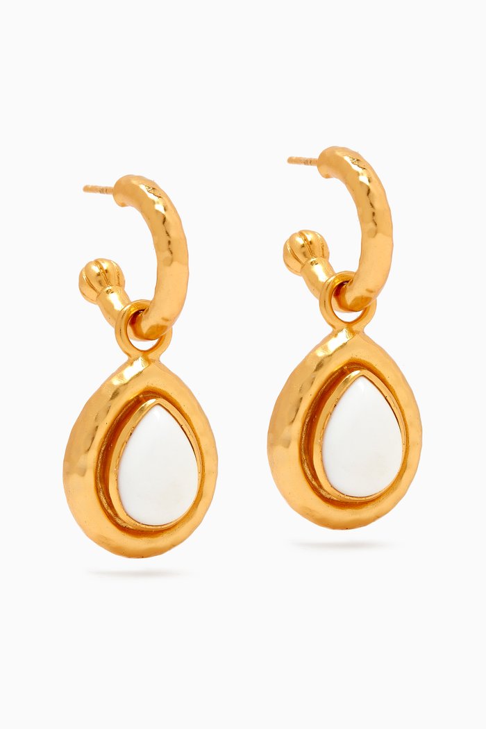 

Ines Stone Drop Earrings in 24kt Gold-plated Brass, White
