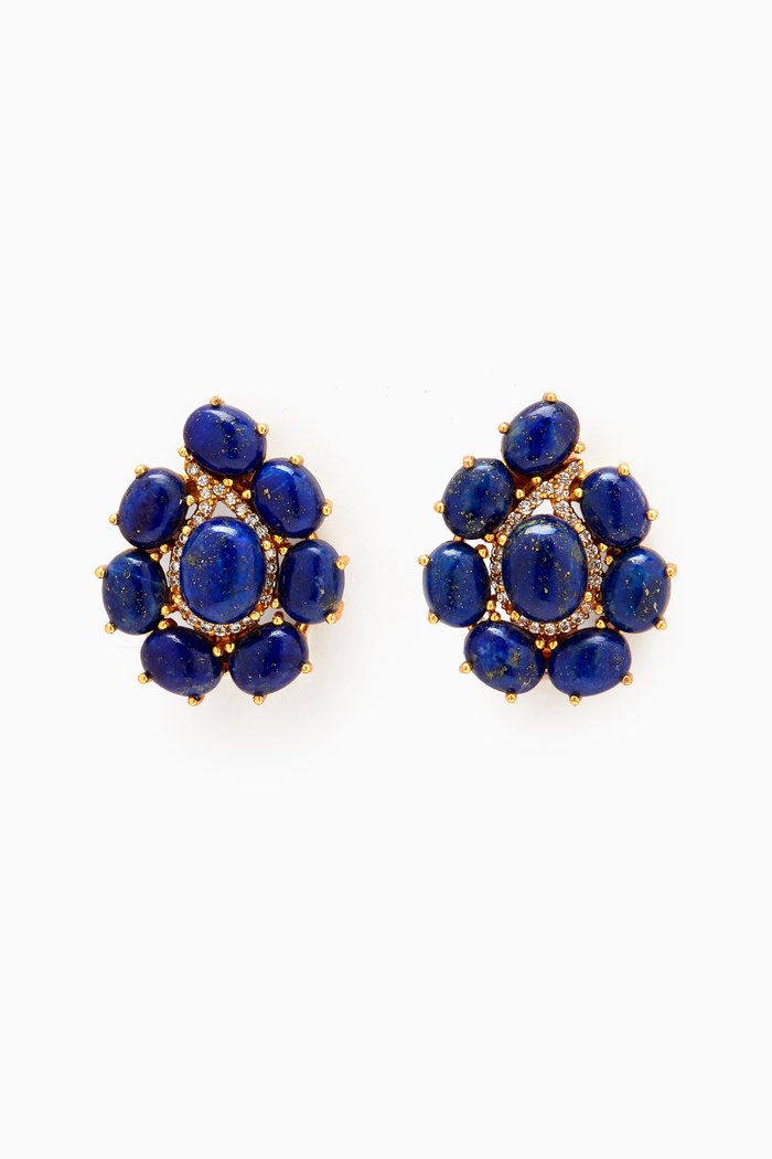 

Carmella Clip Earrings in 24kt Gold-plated Brass, Blue