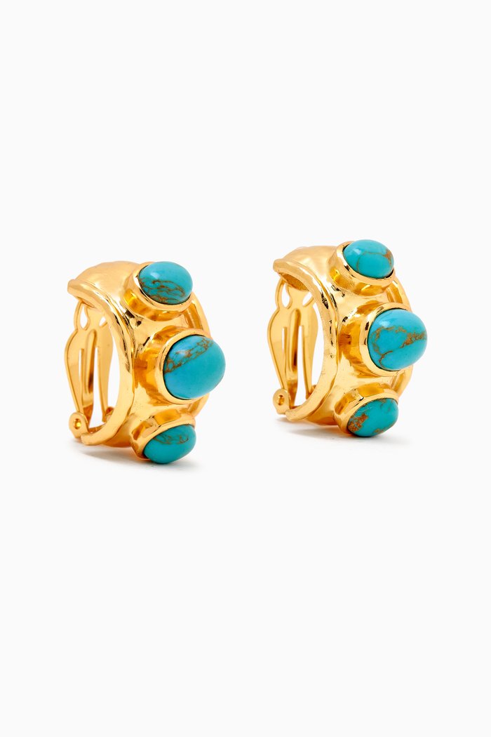 

Nova Hoop Clip-on Earrings in 24kt Gold-plated Brass, Blue