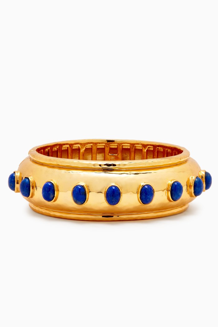Ava Bangle in 24kt Gold-plated Brass, Blue