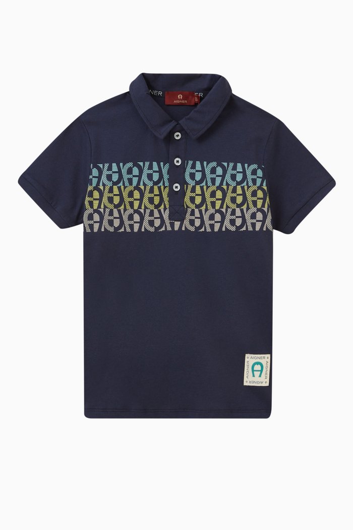 Polo Shirt in Cotton Jersey, Blue