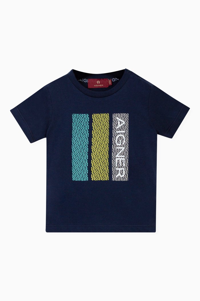 Printed T-shirt in Jersey, Blue
