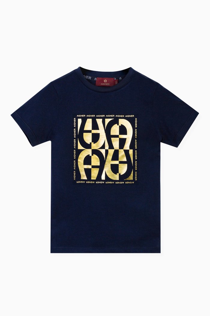 

Logo Print T-Shirt in Cotton Jersey, Blue