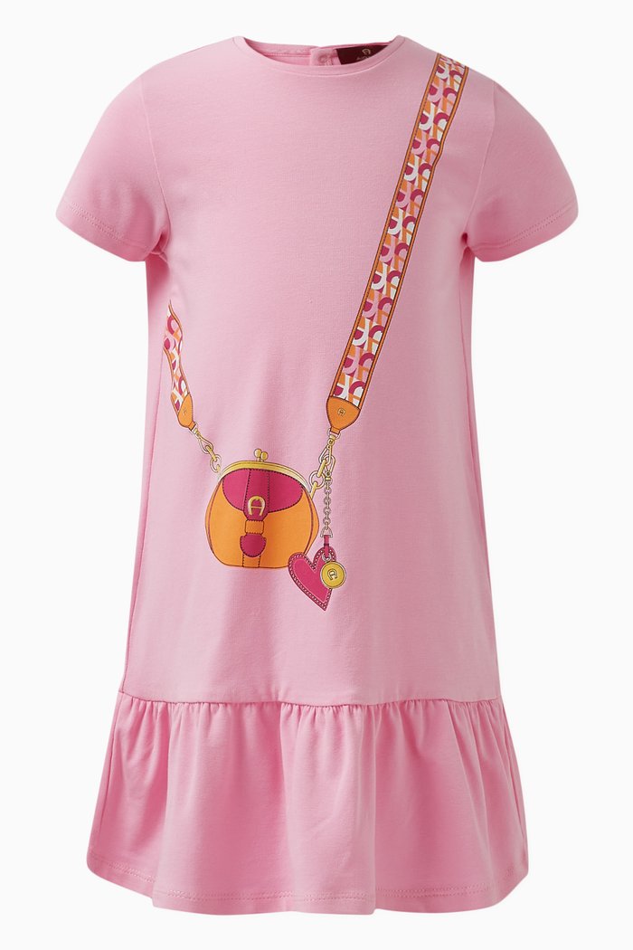 

Bag Logo T-shirt Dress in Cotton, Pink