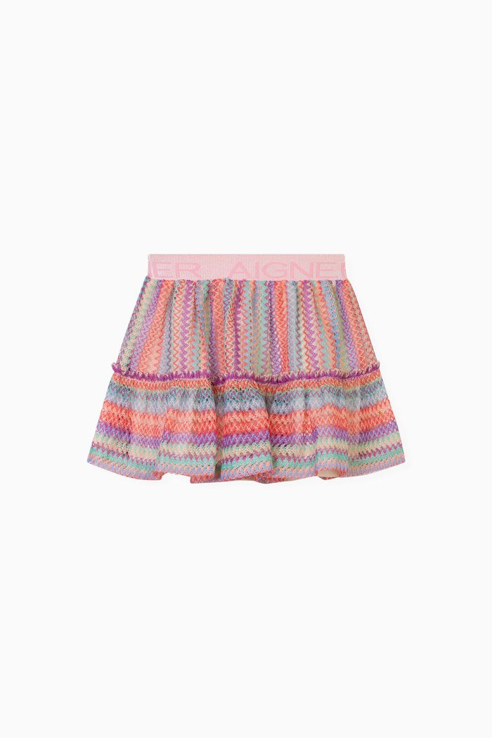 

Zig-Zag Tiered Skirt in Polyester, Multicolour